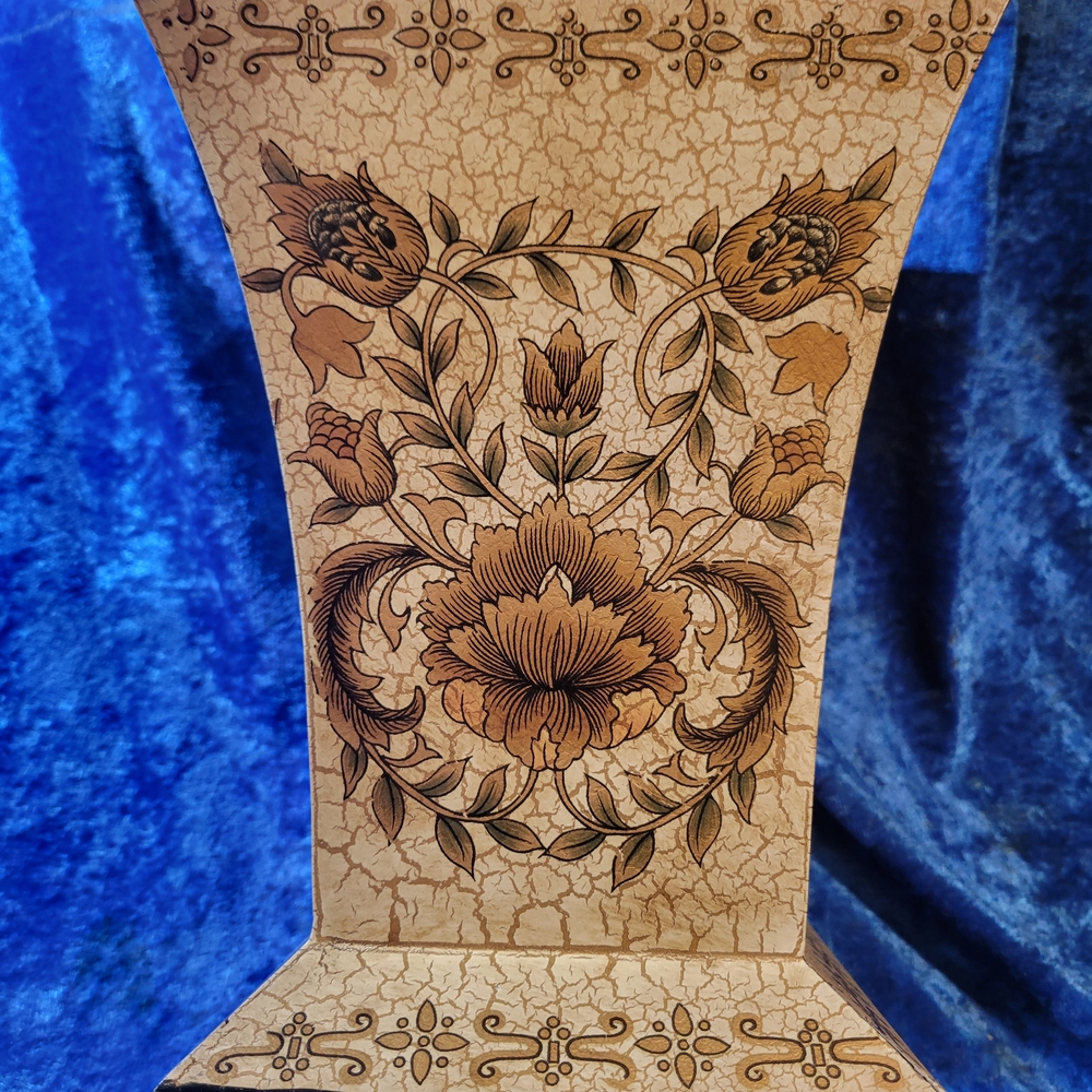 Floral Tan Metal Vase